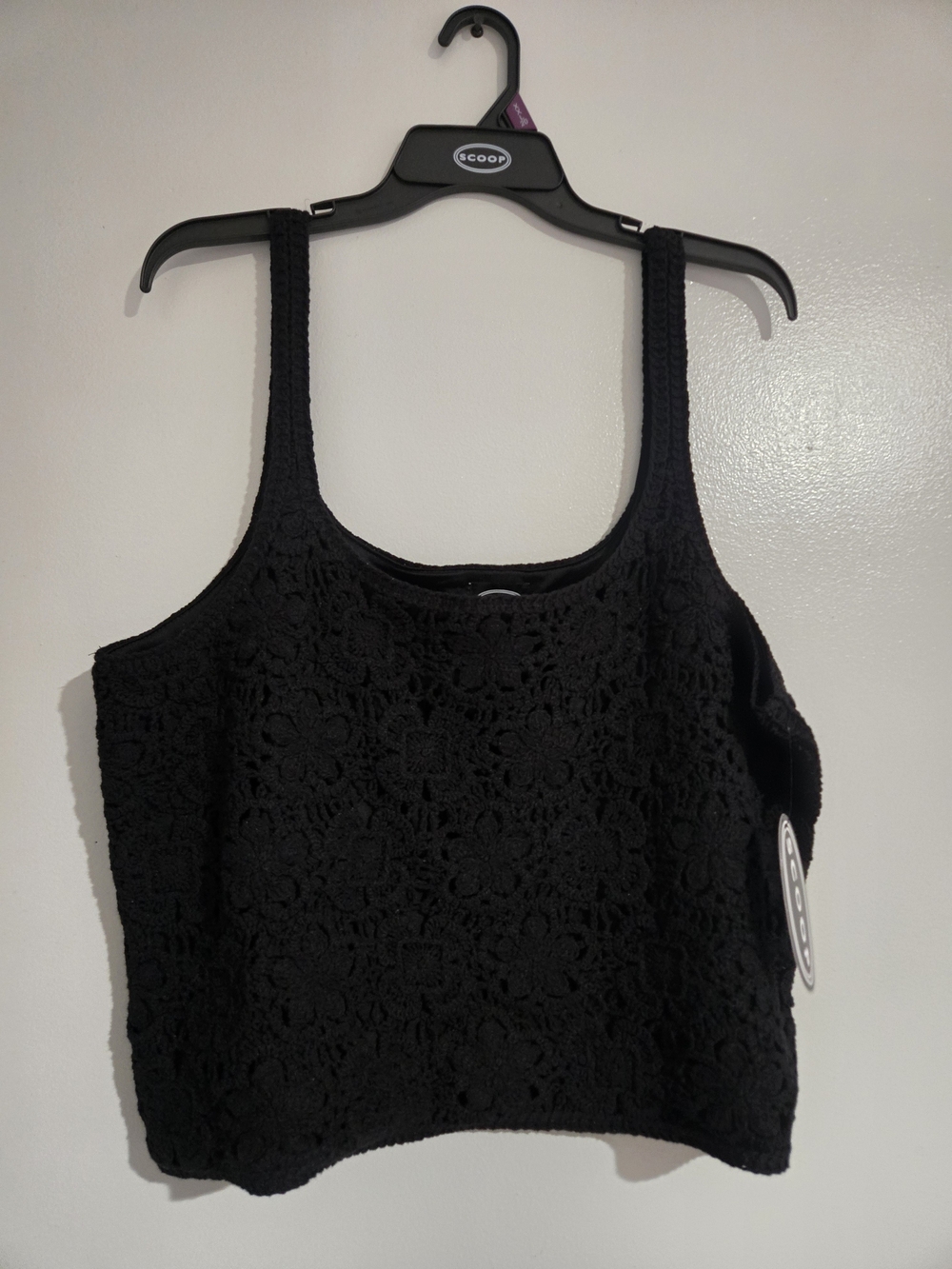 Scoop Black Crochet Camisole Tank Top